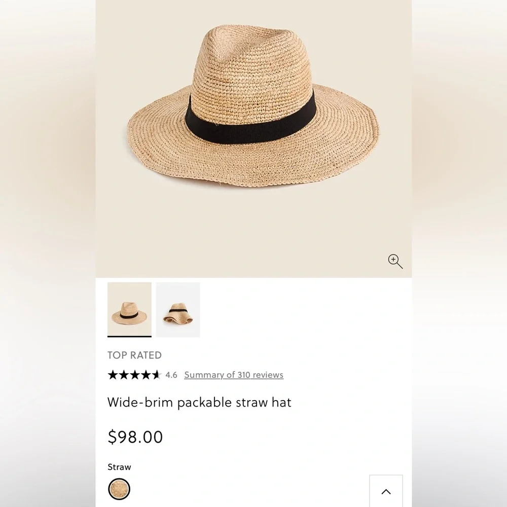 JCREW Wide-brim packable straw hat - Picture 3 of 7